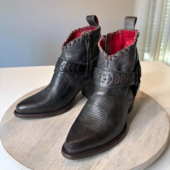NEW Bed Stu Tania Black Rustic Crimson Ankle Boots 8.5 Women’s Handmade Mexico - Picture 4 of 14